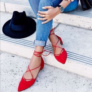 Stuart Weitzman Gillian laced up flats size 8